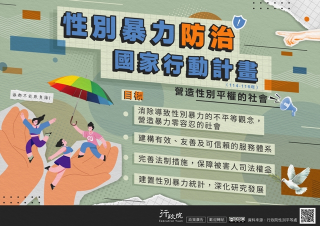 廣告文宣「性別暴力防治國家行動計畫」政策圖文說明