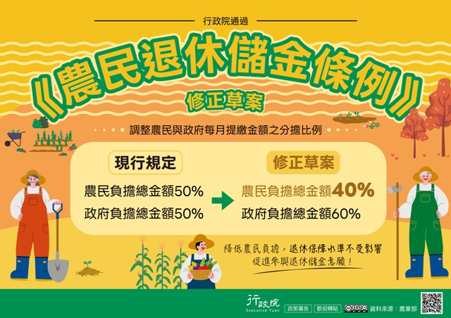 廣告文宣「農民退休儲金條例」政策圖文說明