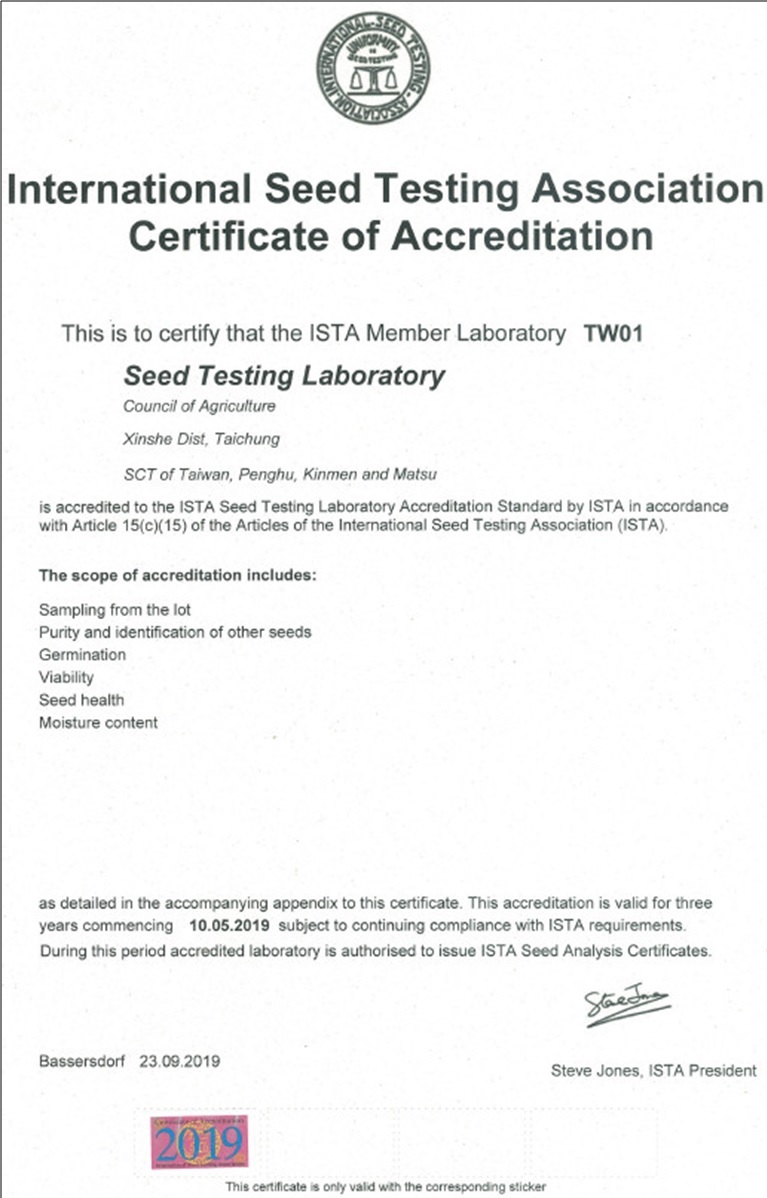 Figure 1. ISTA certificate